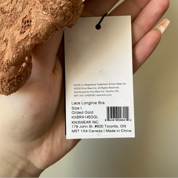 Knix (NEW W/ TAG) lace lined wireless medium support longline bra - gilded gold - Picture 8 of 9
